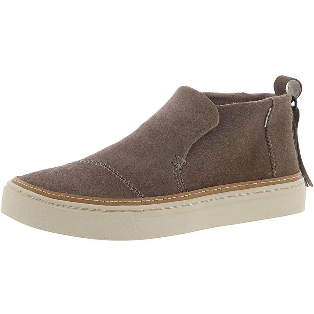 Toms Womens Paxton Taupe Suede Faux Fur Fashion Sneakers Shoes NWOB